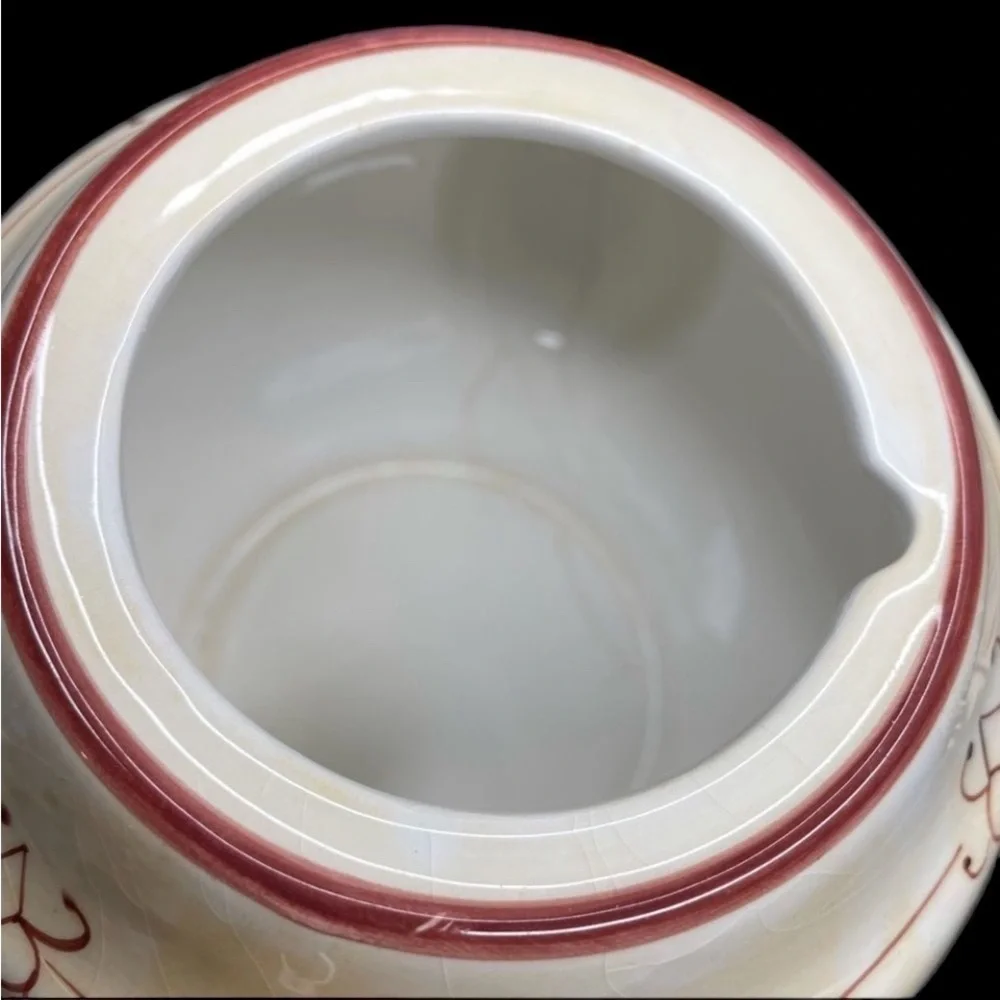 Crate & Barrel Winter Orchard Ceramic Teapot in EUC ~ crazing